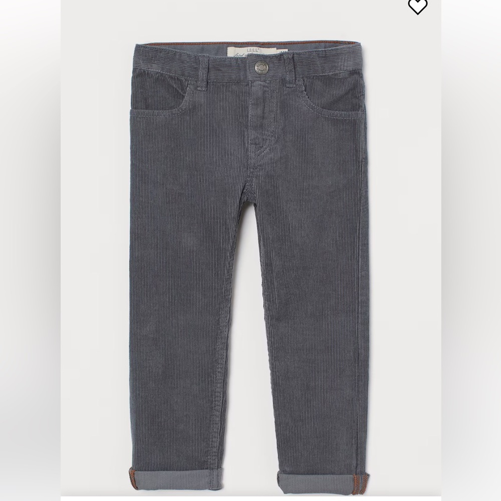 H&M Boys SLIM FIT CORDUROY TROUSERS Dark Grey